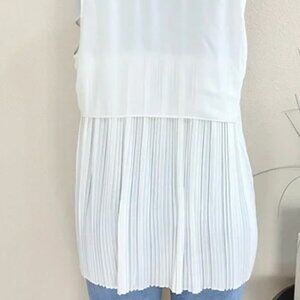 LOLA & SOPHIE | White Open Front Pleated Back Vest Top Sz L